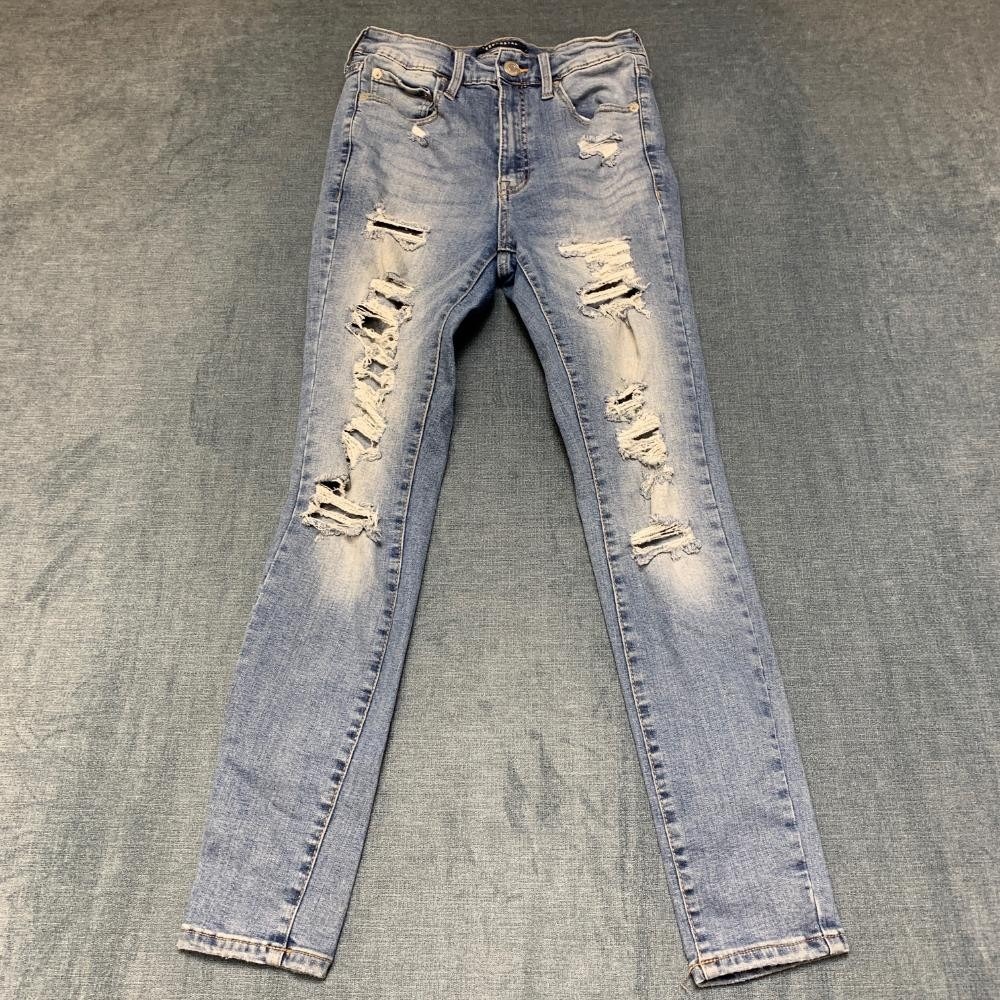 Aeropostale Jegging Jeans Womens 6 25x28 Blue Denim Super High Rise Distressed